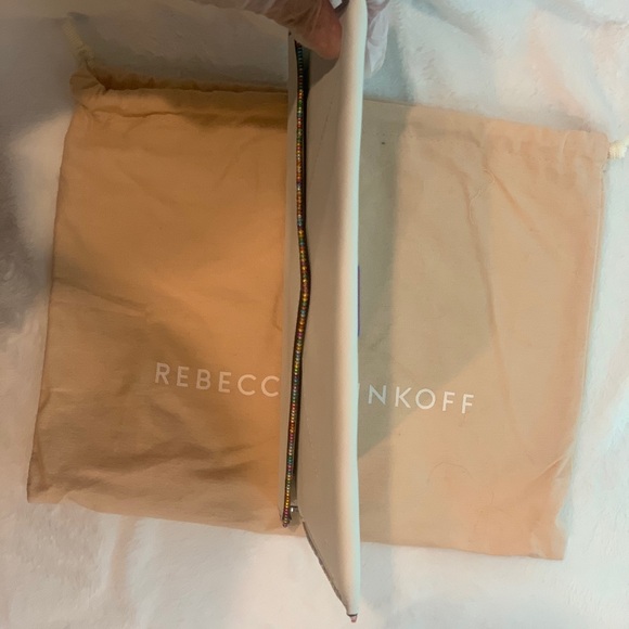 Rebecca Minkoff White Leather with colorful zipper detail Leo Clutch w/Dust Bag! - Picture 5 of 11